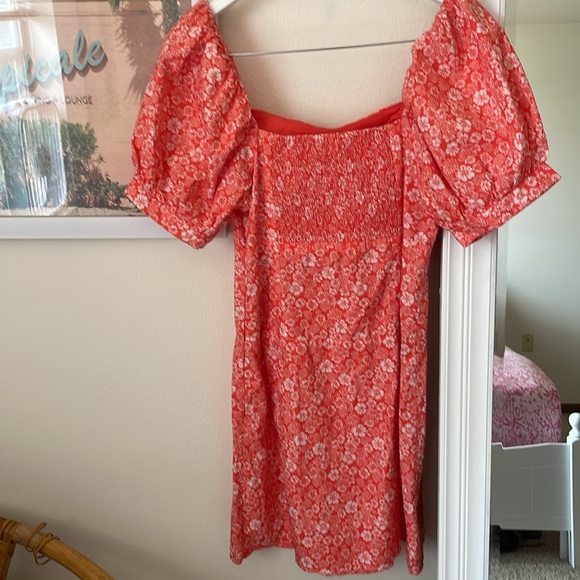 Anthropologie Forever That Girl Floral Puff Sleeve Smocked Back Mini Dress - Picture 7 of 7